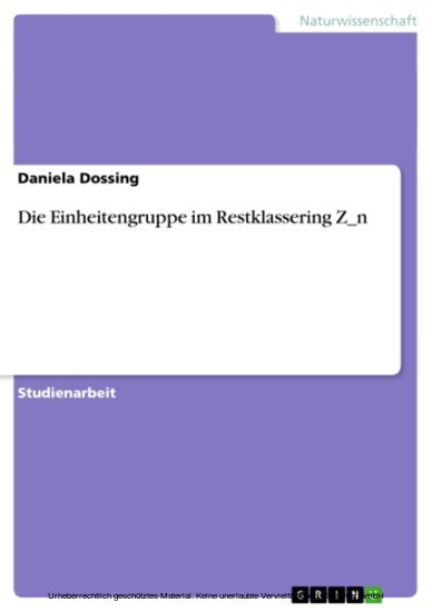 Die Einheitengruppe im Restklassering Z_n main product photo