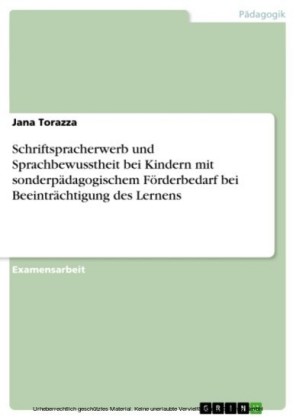 Schriftspracherwerb und Sprachbewusstheit bei Kindern mit sonderpädagogischem Förderbedarf bei Beeinträchtigung des Lernens