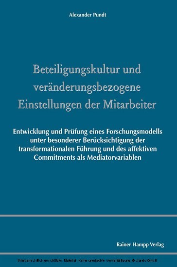 Beteiligungskultur und veränderungsbezogene Einstellungen der Mitarbeiter main product photo