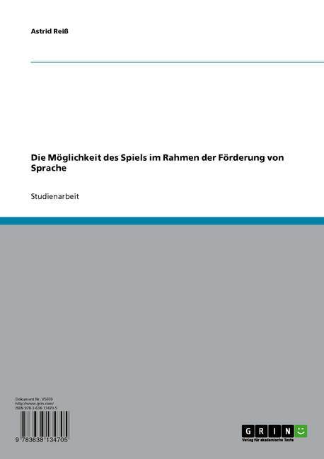 Die Möglichkeit des Spiels im Rahmen der Förderung von Sprache main product photo