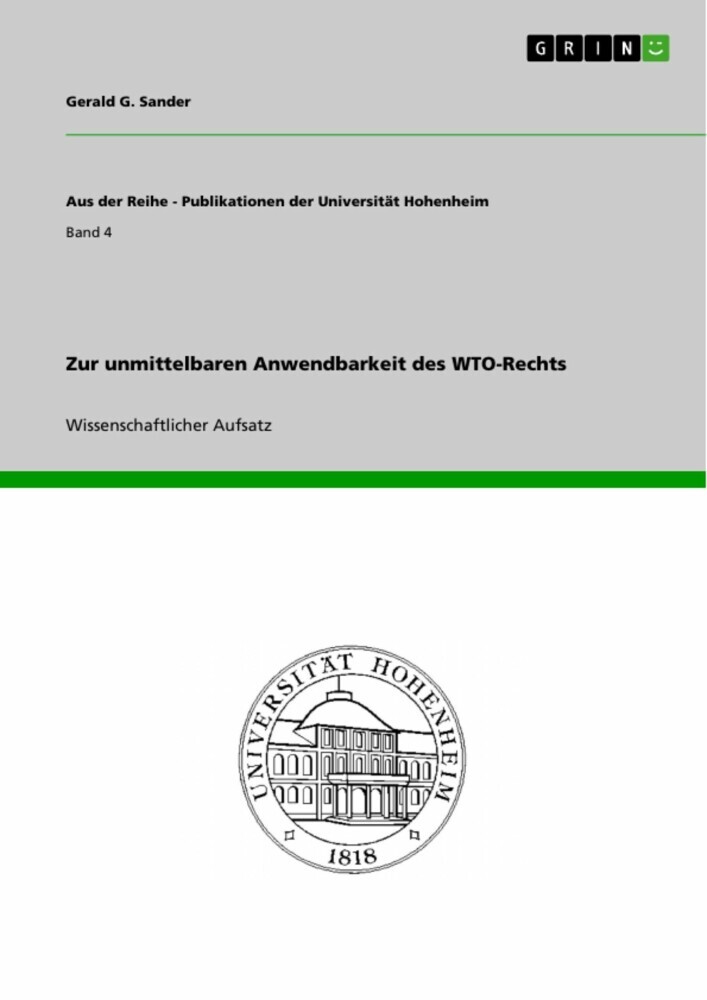 Zur unmittelbaren Anwendbarkeit des WTO-Rechts main product photo
