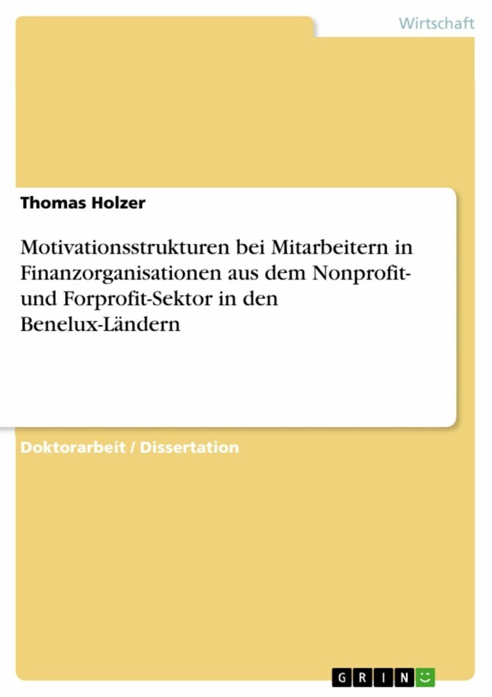 Motivationsstrukturen bei Mitarbeitern in Finanzorganisationen aus dem Nonprofit- und Forprofit-Sektor in den Benelux-Ländern main product photo