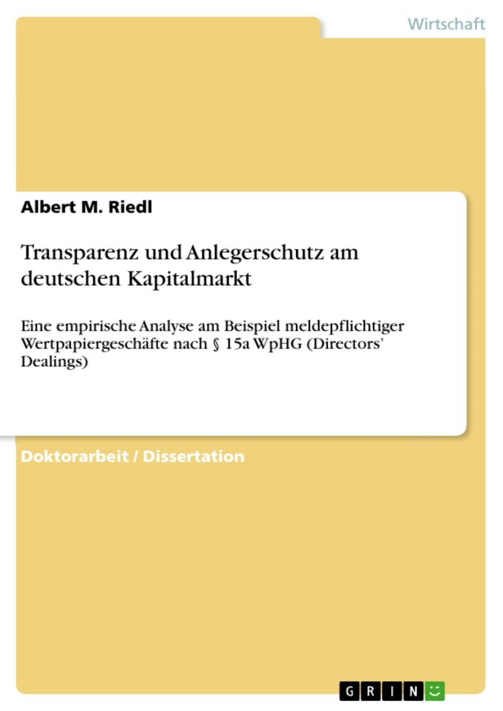 Transparenz und Anlegerschutz am deutschen Kapitalmarkt main product photo