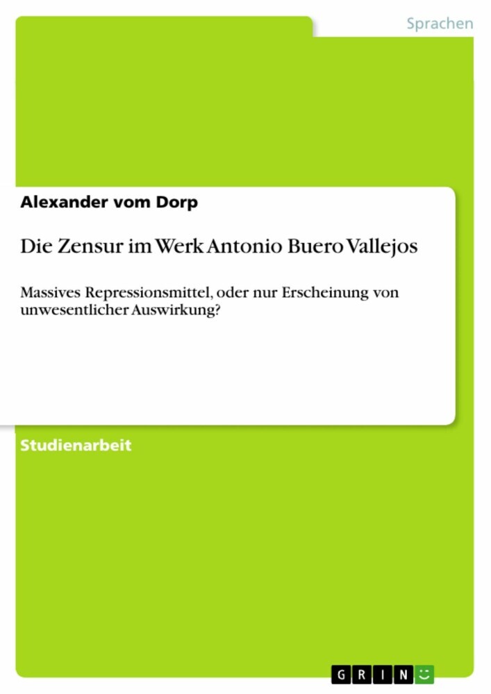 Die Zensur im Werk Antonio Buero Vallejos main product photo