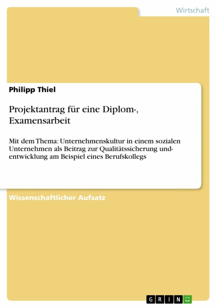 Projektantrag für eine Diplom-, Examensarbeit main product photo