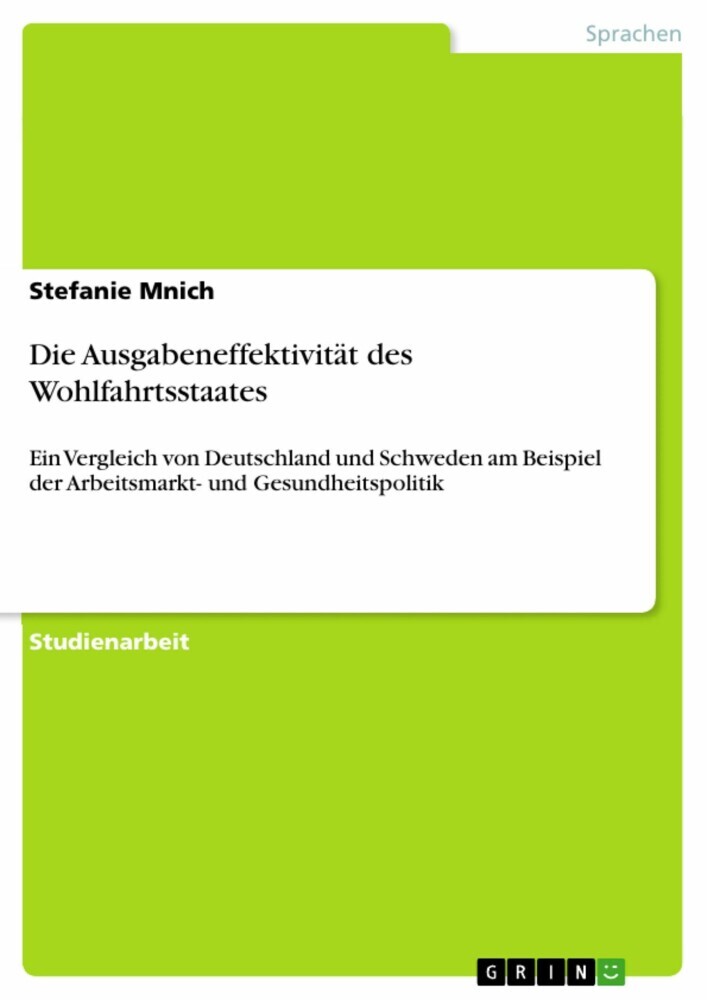 Die Ausgabeneffektivität des Wohlfahrtsstaates main product photo