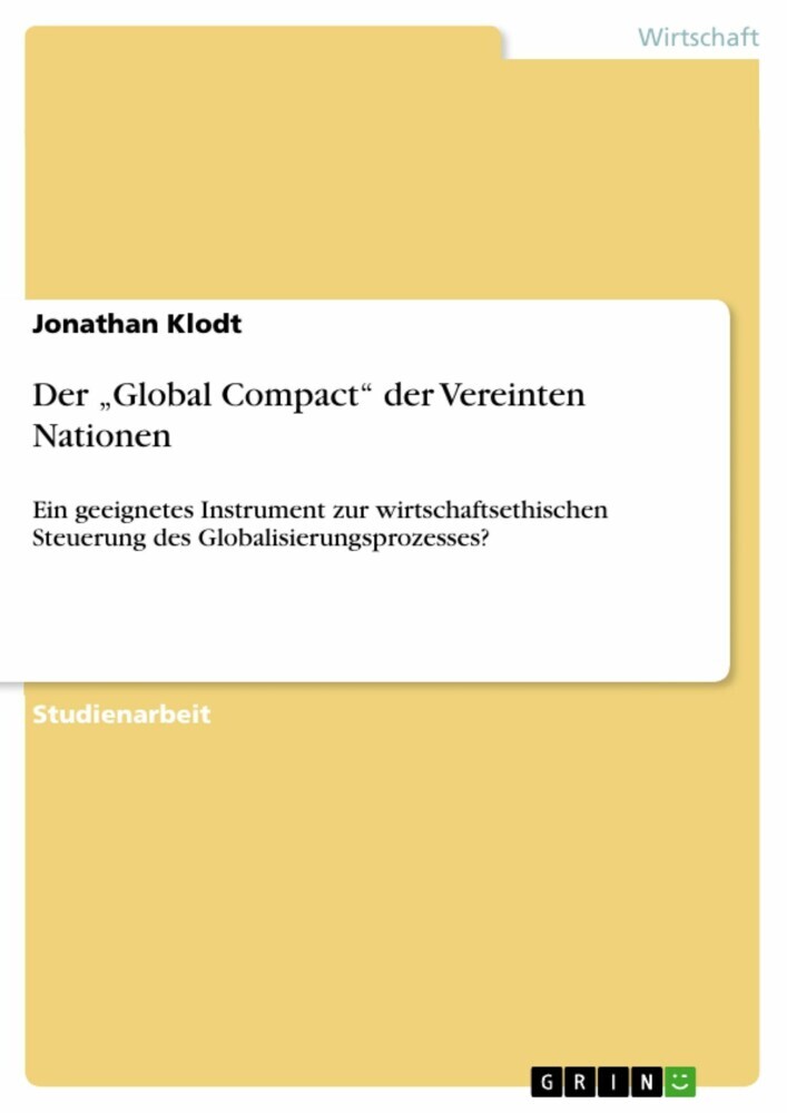 Der 'Global Compact' der Vereinten Nationen main product photo