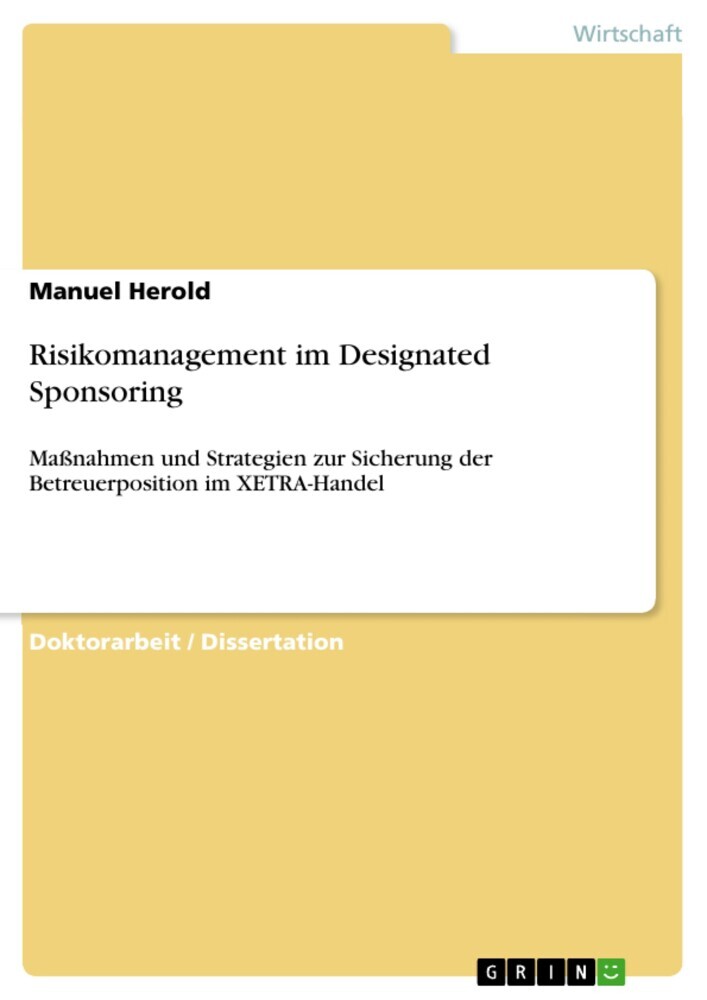 Risikomanagement im Designated Sponsoring main product photo