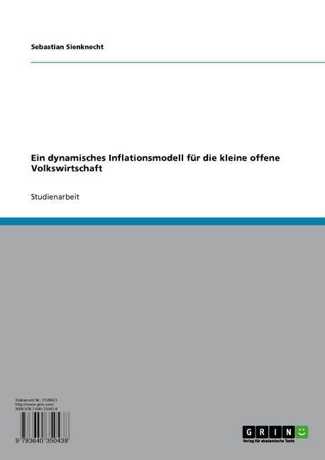 Ein dynamisches Inflationsmodell für die kleine offene Volkswirtschaft main product photo