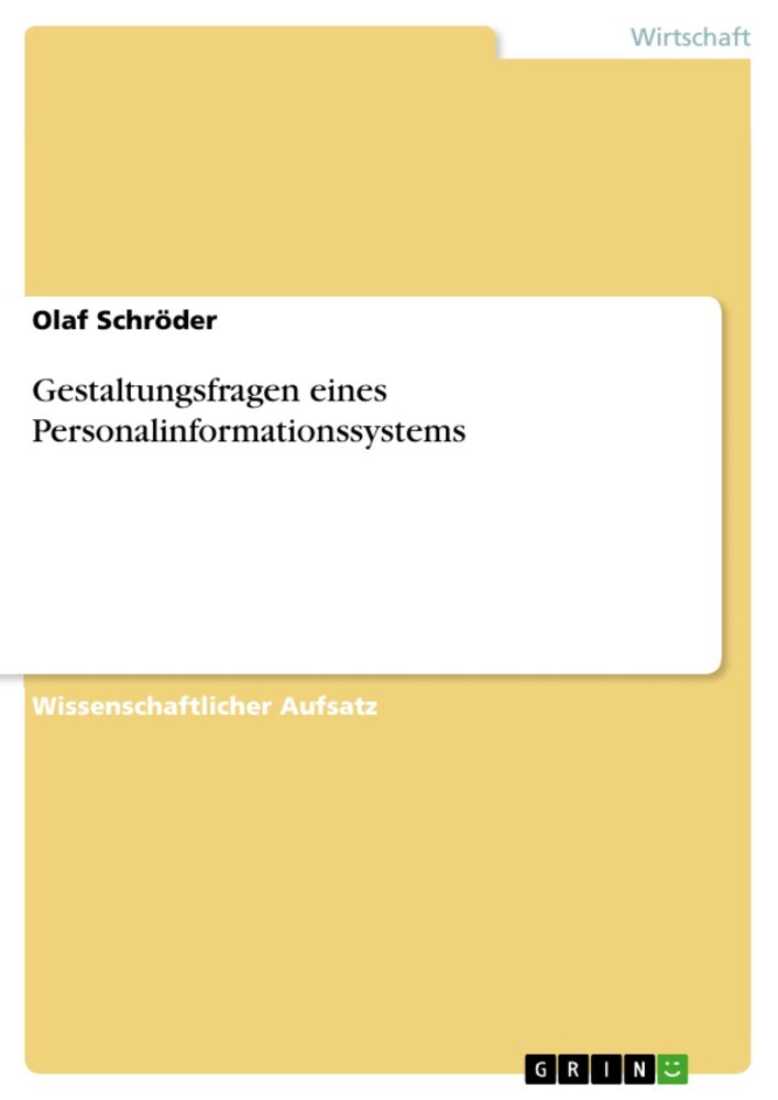 Gestaltungsfragen eines Personalinformationssystems main product photo