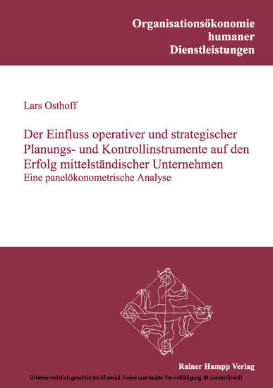 Der Einfluss operativer und strategischer Planungs- und Kontrollinstrumente auf den Erfolg mittelständischer Unternehmen main product photo