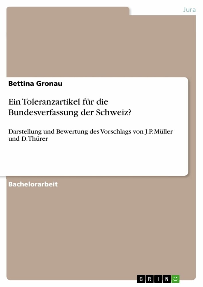Ein Toleranzartikel für die Bundesverfassung der Schweiz? main product photo