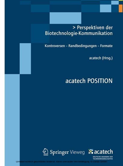 Perspektiven der Biotechnologie-Kommunikation main product photo