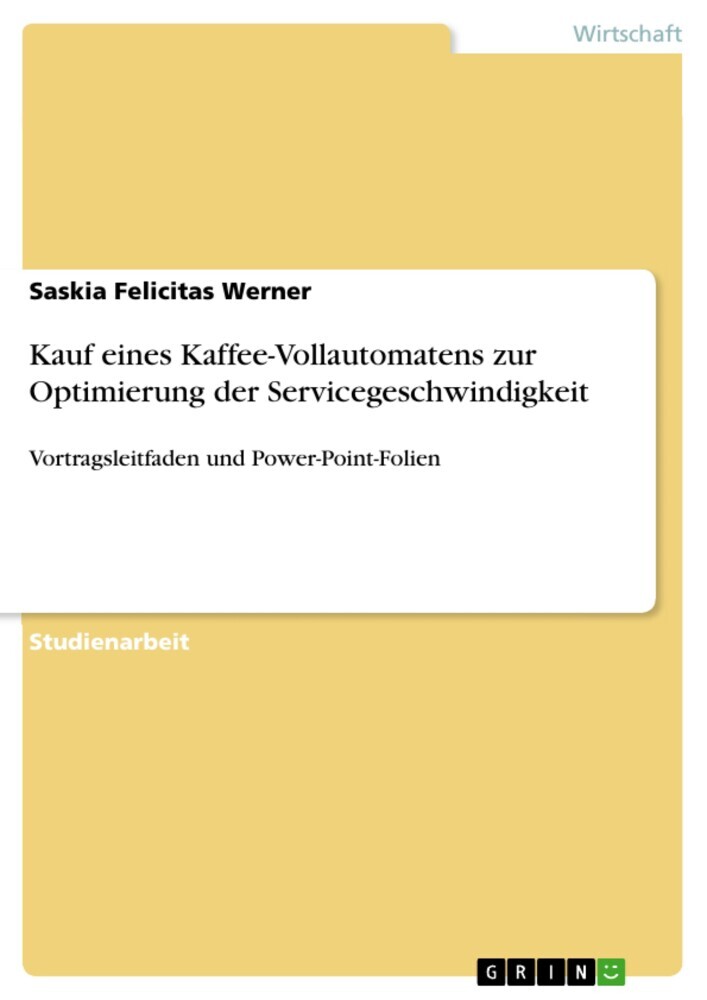Kauf eines Kaffee-Vollautomatens zur Optimierung der Servicegeschwindigkeit main product photo
