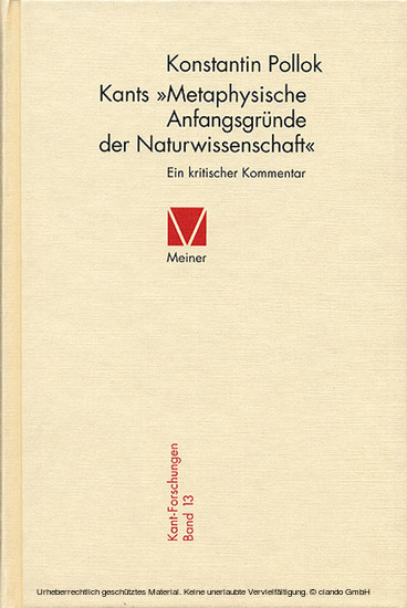 Kants »Metaphysische Anfangsgründe der Naturwissenschaft« main product photo
