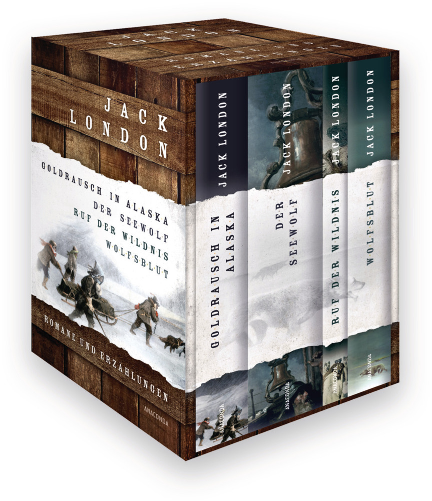 Jack London, Romane und Erzählungen (Goldrausch in Alaska - Der Seewolf - Ruf der Wildnis - Wolfsblut) (4 Bände im Schuber) main product photo