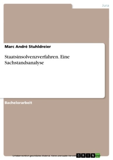 Staatsinsolvenzverfahren. Eine Sachstandsanalyse main product photo