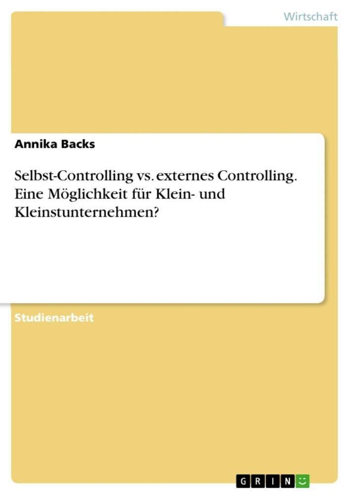 Selbst-Controlling vs. externes Controlling. Eine Möglichkeit für Klein- und Kleinstunternehmen? main product photo