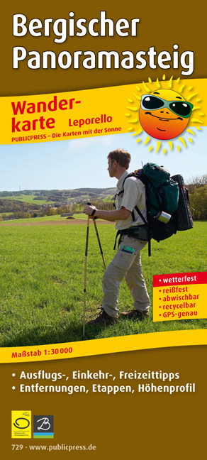 PublicPress Leporello Wanderkarte Bergischer Panoramasteig main product photo