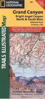 National Geographic Trails Illustrated Map Grand Canyon, Bright Angel Canyon, North & South Rims, National Park Arizona, USA