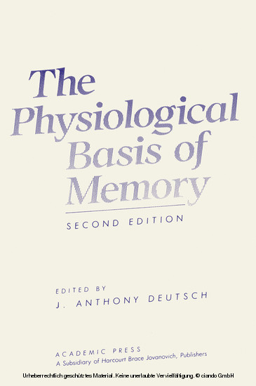 The Physiological Basis of Memory main product photo