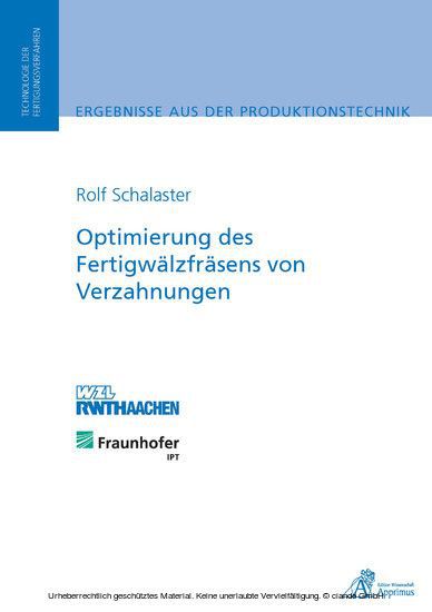 Optimierung des Fertigwälzfräsens von Verzahnungen main product photo