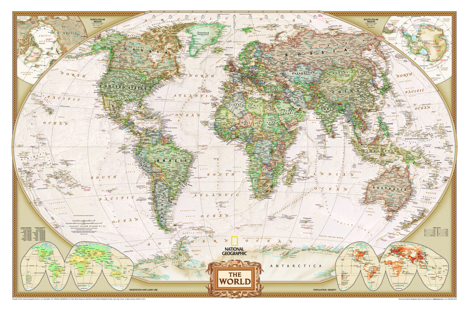National Geographic The World, Weltkarte auf Kork-Pinnwand (historischer antiker Stil) main product photo