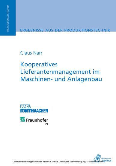 Kooperatives Lieferantenmanagement im Maschinen- und Anlagenbau main product photo