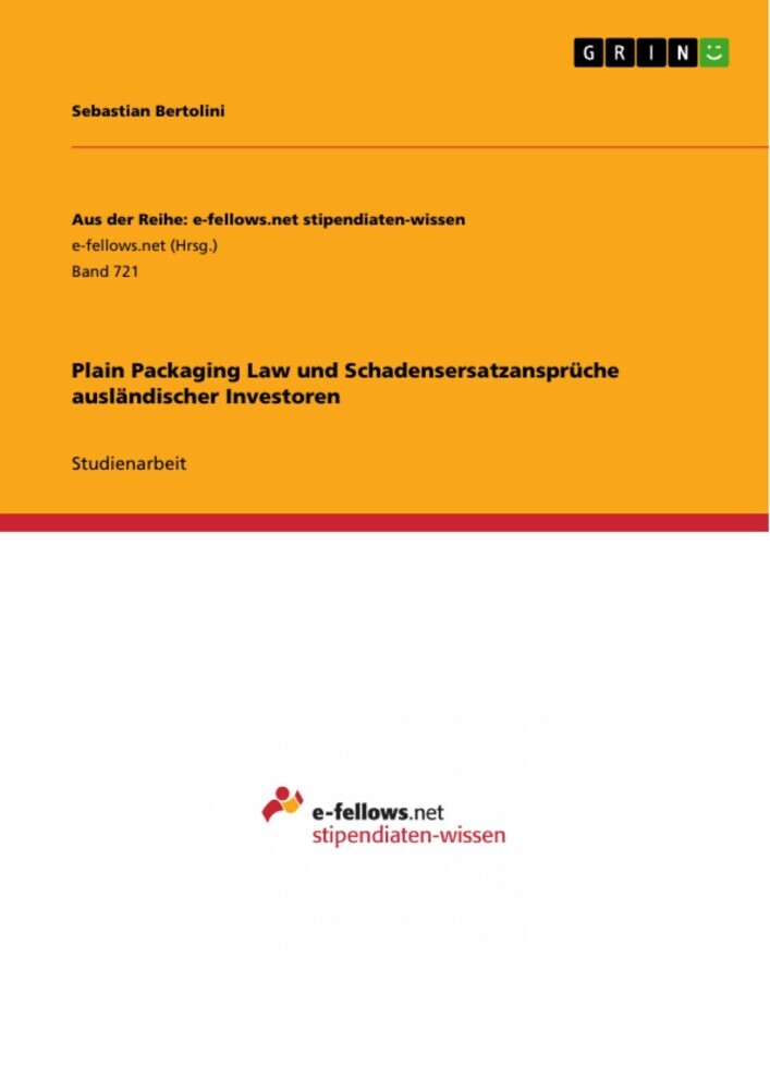 Plain Packaging Law und Schadensersatzansprüche ausländischer Investoren main product photo