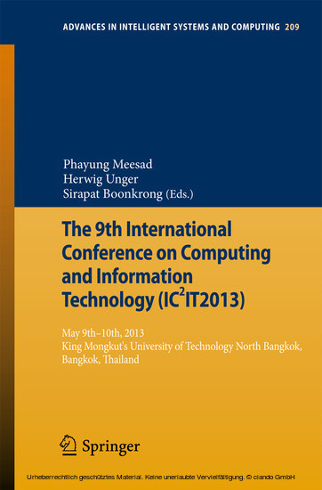 The 9th International Conference on Computing and InformationTechnology (IC2IT2013) main product photo