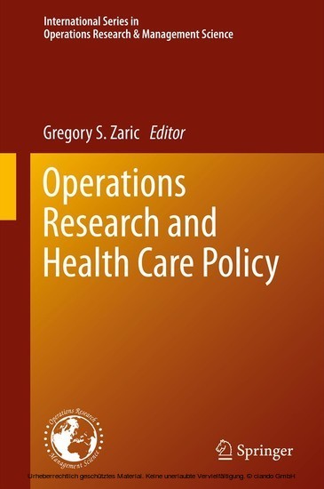 Operations Research and Health Care Policy main product photo