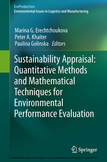 Sustainability Appraisal: Quantitative Methods and Mathematical Techniques for Environmental Performance Evaluation main product photo