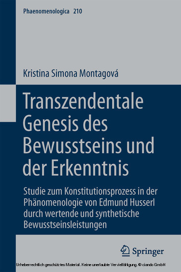 Transzendentale Genesis des Bewusstseins und der Erkenntnis main product photo