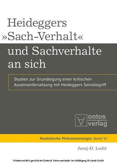 Heideggers "Sach-Verhalt" und Sachverhalte an sich main product photo
