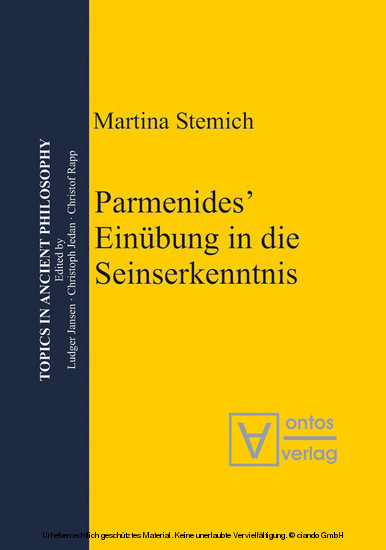 Parmenides' Einübung in die Seinserkenntnis main product photo
