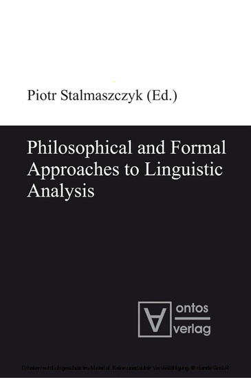 Philosophical and Formal Approaches to Linguistic Analysis main product photo