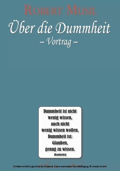 Robert Musil - Über die Dummheit main product photo