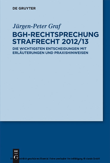 BGH-Rechtsprechung Strafrecht 2012/13 main product photo