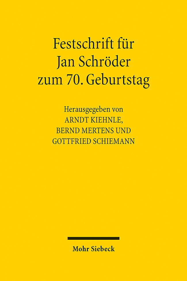 Festschrift für Jan Schröder zum 70. Geburtstag main product photo