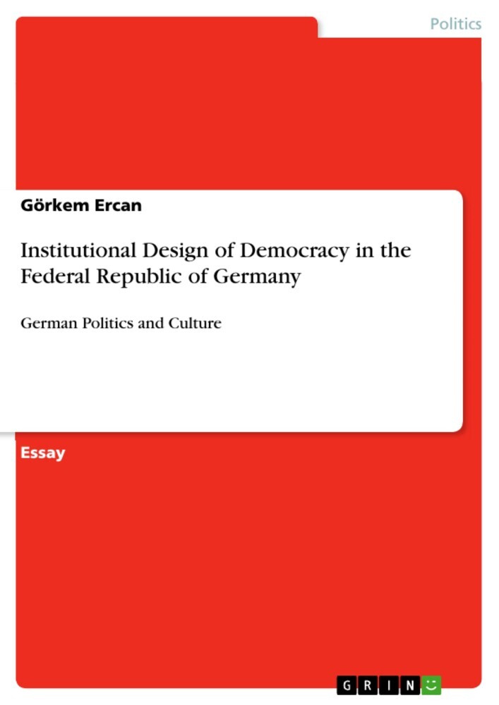 Institutional Design of Democracy in the Federal Republic of Germany main product photo