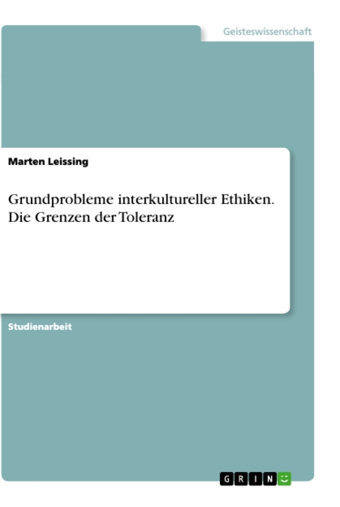 Grundprobleme interkultureller Ethiken. Die Grenzen der Toleranz main product photo