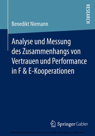 Analyse und Messung des Zusammenhangs von Vertrauen und Performance in F & E-Kooperationen main product photo