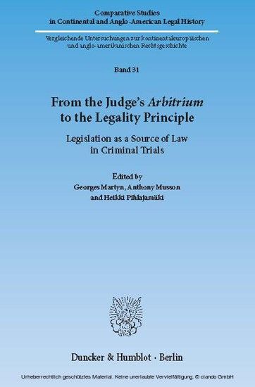 From the Judge's ?Arbitrium? to the Legality Principle. main product photo