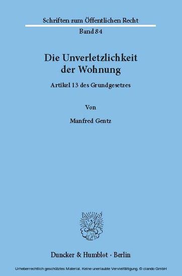 Die Unverletzlichkeit der Wohnung. main product photo