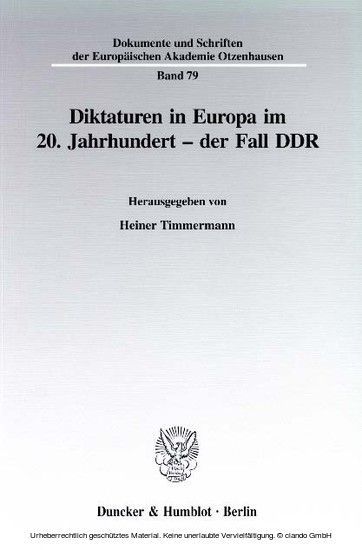 Diktaturen in Europa im 20. Jahrhundert - der Fall DDR. main product photo