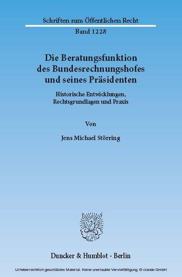 Die Beratungsfunktion des Bundesrechnungshofes und seines Präsidenten. main product photo