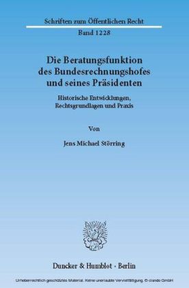 Die Beratungsfunktion des Bundesrechnungshofes und seines Präsidenten.