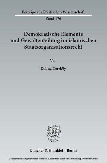 Demokratische Elemente und Gewaltenteilung im islamischen Staatsorganisationsrecht. main product photo