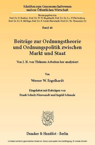 Beiträge zur Ordnungstheorie und Ordnungspolitik zwischen Markt und Staat. main product photo