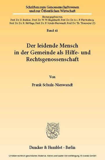 Der leidende Mensch in der Gemeinde als Hilfe- und Rechtsgenossenschaft. main product photo
